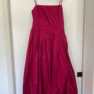 Abercrombie & Fitch Dipped Waist Bubble Hem Midi Dress